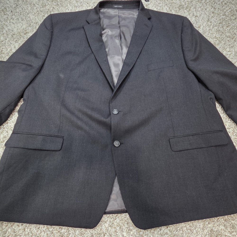 Calvin‎ Klein Men's 54R Charcoal Grey Wool Blend Blazer Sport Coat Big & Tall